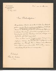 k.k. naturhistorisches Hofmuseum, Intendanzakten 1885-1896 (Hauer), Aktenzahl Z.309/1888, Seite 1